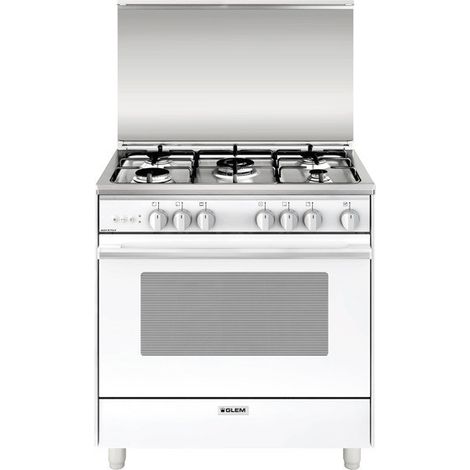 Glem Gas U855VX Cucina 80cm Bianca 5 Fornelli Gas Forno Elettrico 84L