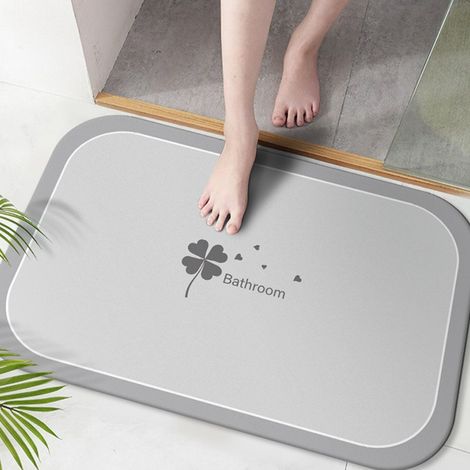 Ede Noix de coco à quatre feuilles - Gris mer 4060cm (Terre de diatomées) Tapis de sol en terre de diatomées, tapis de salle de bain antidérapant, tapis de toilette résistant à l'usure et absorbant l' (1/5)