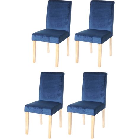 Juego de 4 sillas de comedor Littau, silla de cocina, certificadas MVG, azul petróleo, patas claras