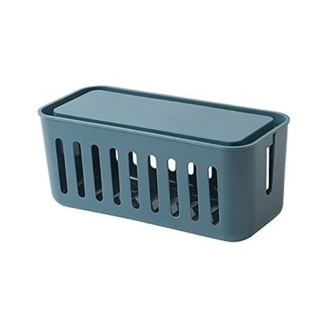 (Bleu) Boîte De Gestion De Câbles, Boîte De Rangement De Câbles, Organisateur De Câbles, Boîte De Câbles D'extension Pour Cacher les Fils, Bandes D'alimentation, Routeur Hub USB Pour Bureau (1/5)