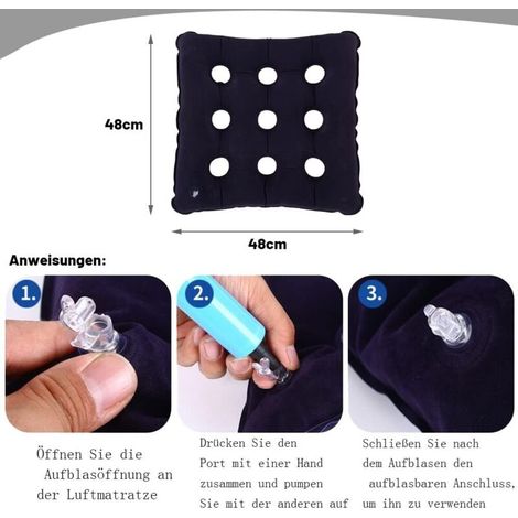 Coussin Gonflable en Anneau,Coussin d Assise Gonflable, Coussin Rond Gonflable,Hémorroïdes Coussin,Donut Coussin (9 Trous) (1/3)