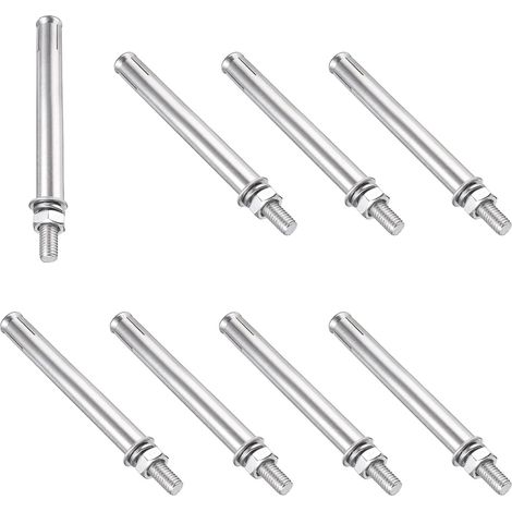 Boulons d'Expansion M8 x 100mm, 8Pcs Boulons d'Expansion en Acier Inoxydable 304 Ancrage de Manchon de Vis de Fixation pour Mur en Béton Brique Mur en Plaques de Plâtre, Argent (1/4)