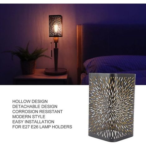 Abat-jour en métal moderne, fer décoratif ajouré, cache en métal pour lampe de chevet, douille E27/E26, luminaire design pour chambre