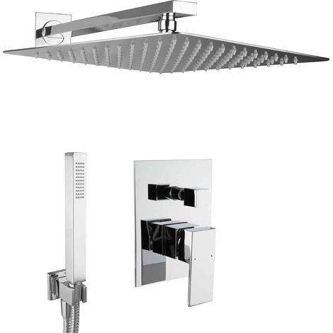 Système de douche encastré PaulGurkes 40 cm Ensemble complet avec douche pluie