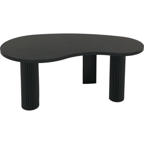Couchtisch HHG-078, Beistelltisch Sofatisch, organische Form Melamin Holz, 45x110x60cm Holzoptik schwarz (1/5)