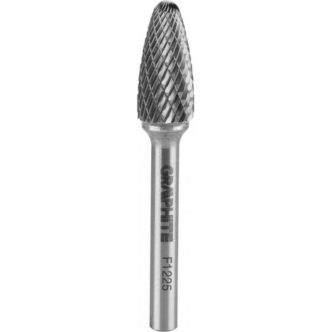 Fresa per metalli HM, tipo F (arco arrotondato e appuntito), 12 x 25 mm, gambo 6 x 45 mm (1/4)