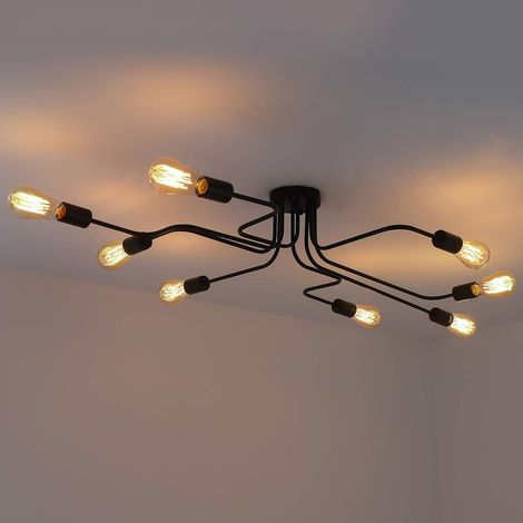 Lampadari a Sospensione Creativa Lampadario Industriale Retrò Lampada a Soffitto personalità Vintage Presa 8Xe27 per Soggiorno Sala da Pranzo Bar Caffetteria Ristorante Nero