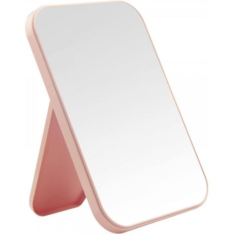 Miroir de maquillage de bureau, miroir portable de 20 cm, miroir de maquillage pliable simple avec support, miroir mural double usage, rose (1/5)