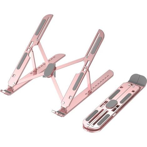 Supporto regolabile per laptop, in alluminio, rosa (1/5)