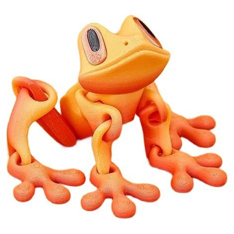 Einfarbig: Rot-Gold-Farbverlauf. Material: PLA. 3D-gedruckter Laubfrosch, bewegliche Gelenke, blau.