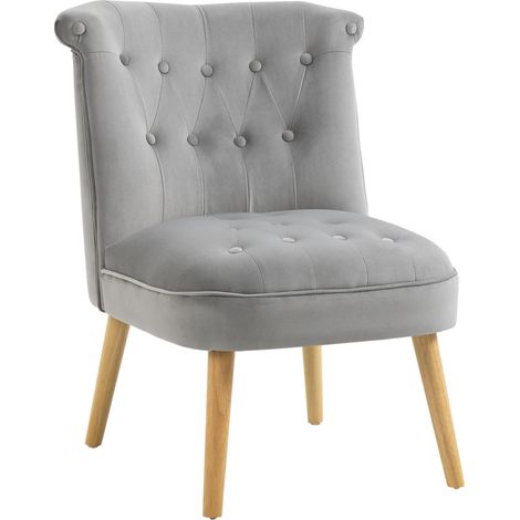 Chaise Moderne 60x66x79 cm, Assise Rembourrée Tissu Velours Gris