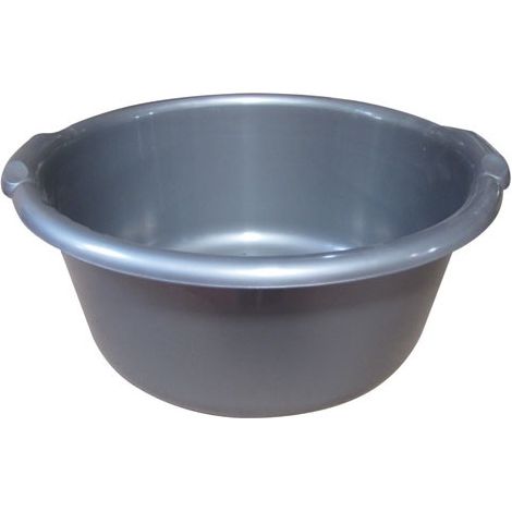 Cubeta redonda de 42 cm de diámetro, 14 litros, plateada - aluminio y plástico