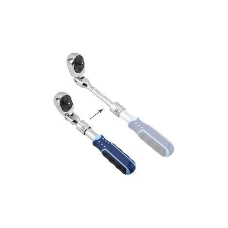 Llave de carraca 1/2" extensible telescopica con cabeza articulada, 72 dientes ACERO CR-V (carraca pequeña) (1/5)