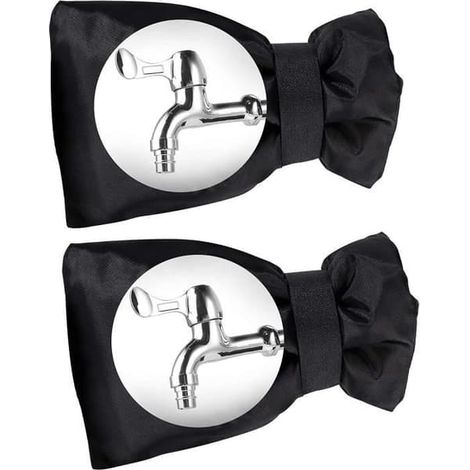 Couvercle de robinet extérieur antigel, protection coupe-vent et imperméable pour véranda, noir, 2 pièces (1/4)