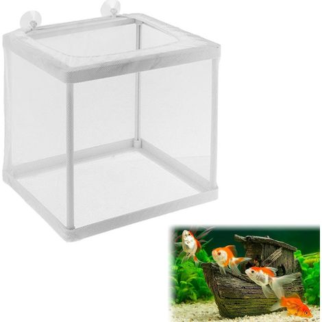 1 Boîte D'Élevage De Poissons, 4 Ventouses, Filet D'Élevage Aquarium, 16x14x15cm, Boîte D'isolation Pour Aquarium, Réservoir (1/5)