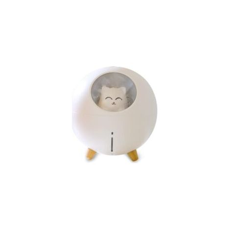 Humidificateur d'air EINNENFFER pour la maison, 220 ml, brume fraîche avec 7 couleurs d'éclairage, arrêt automatique, spray pour bureau, chambre de bébé (Chat blanc)