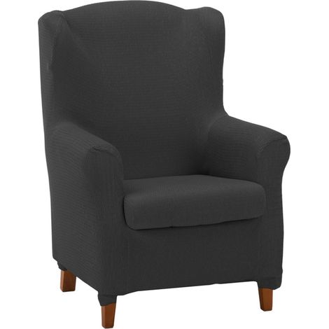 Housse de Fauteuil à Oreilles Duplex matelassée et Ultra-ajustée Housse de Fauteuil à Oreilles Duplex Extensible, Couleur Anthracite fabriquée en Espagne (1/5)