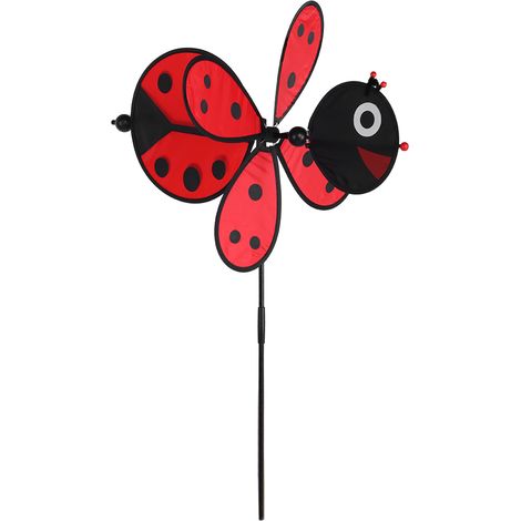 Moulin à vent décoratif 3D coloré en forme d'insecte, idéal pour les jardins, les pelouses, les fêtes et la décoration intérieure et extérieure, rouge (1/5)