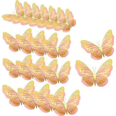 20 décorations de fête papillons 3D, 2 autocollants papillons géants en papier (1/5)