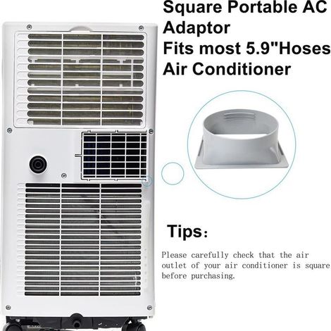 Adaptateur d’évacuation carré 5,9 pouces – Rallonge pour tube de climatiseur mobile – Compatible avec gaines d’air chaud – Lot de 3 (1/4)