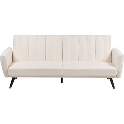 Sofá cama de tela tapizado convertible reclinable panel de respaldo acolchado beige claro Vimmerby