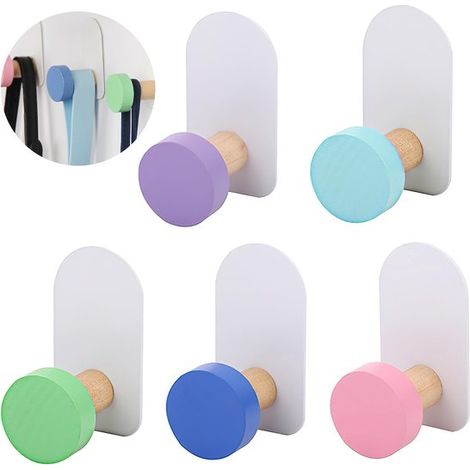 Von Shayne – Wandhaken – Selbstklebende Haken für Zauberer – Bunt – Dekorative Haken – Geeignet für Bad und Küche – 5 Stück (1/5)
