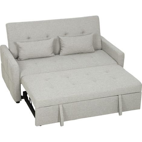 HOMCOM Divano Letto Clic Clac con Seduta da 2 Posti e 2 Cuscini Marrone