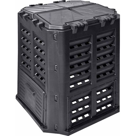 Compostiera da Giardino Nera 68,9x68,9x83,9 cm 360 L vidaXL