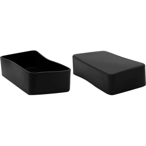Lot de 8 protège-pieds de chaise rectangulaires en PVC noir, non marquants (50 x 100 mm, 2" x 4"). (1/5)