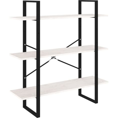 vidaXL Libreria a 3 Ripiani Bianca 100x30x105 cm in Massello di (1/5)