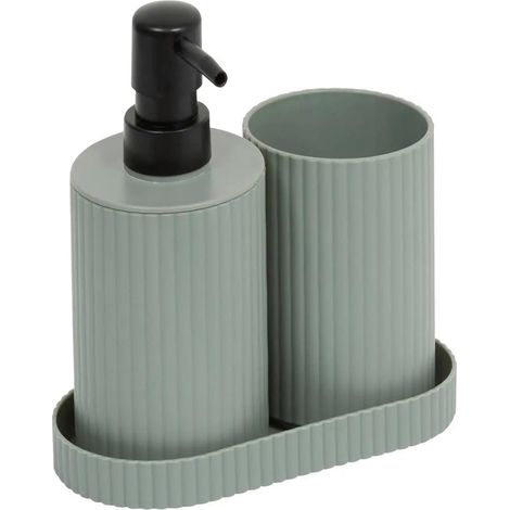 Lot de 3 Accessoires de Salle de Bain "Mily" 17cm Vert