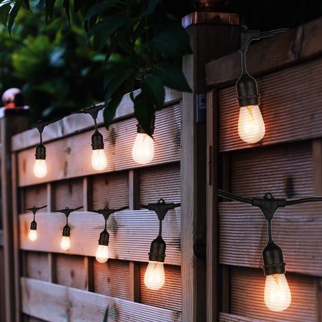 Guirlande lumineuse extérieur éclairage de fête guirlande lumineuse extérieur décoration jardin guirlande lumineuse ampoules, noir, 15 flammes douille E27, longueur 15 m
