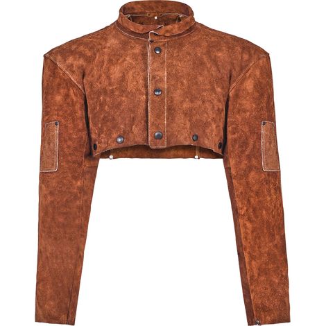 VEVOR Cape de Soudage Cuir de Vachette, Veste de Soudage Resistante aux Flammes, a Chaleur, avec Poches a Outils, Cape de Protection pour Hommes Femmes, Forge, Travail du Bois, Jardinage, Taille XXL