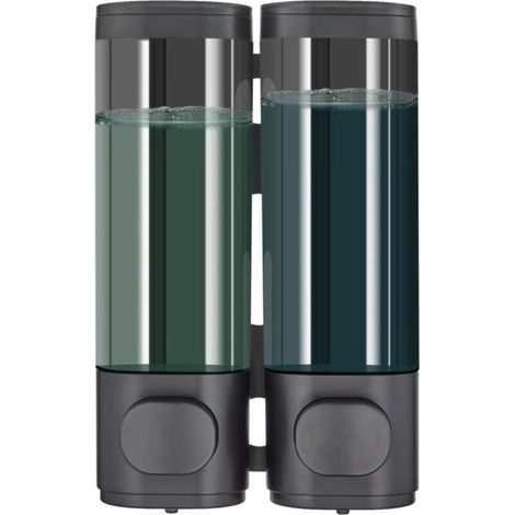 Shampoo and conditioner dispenser, 2-compartment shower dispenser, no drilling required, wall-mounted for bathroom (black, 2 compartments) (1/5)