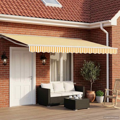 Armazón de toldo manual con LEDs Amarillo y 5 x 3 m
