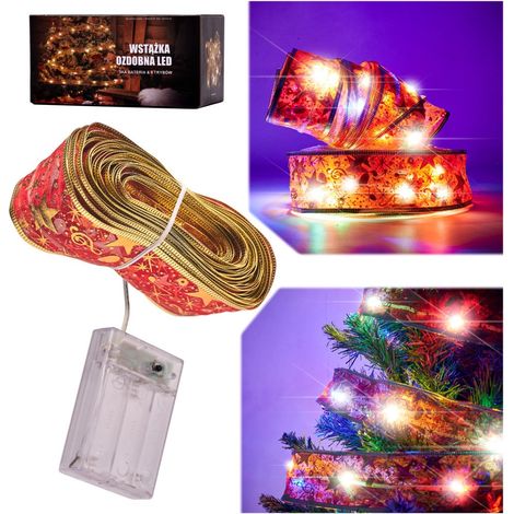 Nastro decorativo Striscia LED 10m 100LED Luci per albero di Natale Decorazione natalizia multicolore con batterie