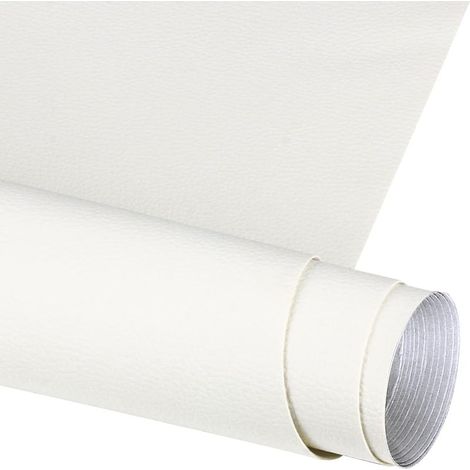 Simili Cuir Autocollant 150 x 40 cm - Patch de Reparation Cuir - Adhesif Reparation Cuir Pour Canapés, Sacs à Main, Vestes, Sièges de Voiture, Meubles en Cuir Réparation et Rénovation - Blanc (1/5)
