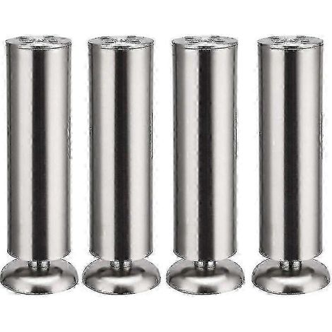 Quatre pieds de meuble de cuisine ronds de 300 mm en acier inoxydable avec patins en caoutchouc pour plus de sécurité et un fonctionnement silencieux. (Qhzl AG) (1/5)