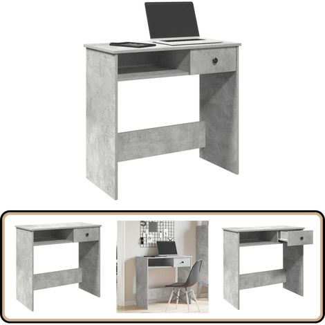 vidaXL Bureau Gris béton 80x40x75 cm Aggloméré (1/5)