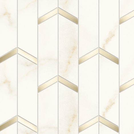Mosaïque effet Marbre Blanc Calacatta Divino Arrow 46,3x19,2x0,9 cm Brillant Montira - Mur intérieur (vendu par carton de 0,5328 m²) - RO'MA CARRELAGE