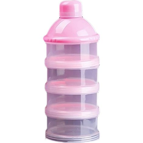 Distributeur de lait en poudre - Boîte à goûter empilable - Boîte à goûter pour bébé - Boîte à fruits - 5 compartiments pour emballage individuel - Portable - Idéal pour les voyages avec bébé, les rep (1/4)