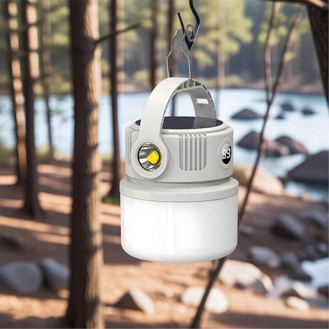 Lámparas solares de camping para exteriores de 2400 mAh - Portátiles con doble carga (solar/tipo C) - Luz potente - Material ABS (1/5)