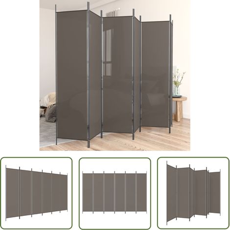 The Living Store 6-tlg. Paravent Anthrazit 300x220 cm Stoff - Paravent - Raumteiler - Zimmerabtrennung - Sichtschutz - Wohnraumgestaltung (1/5)