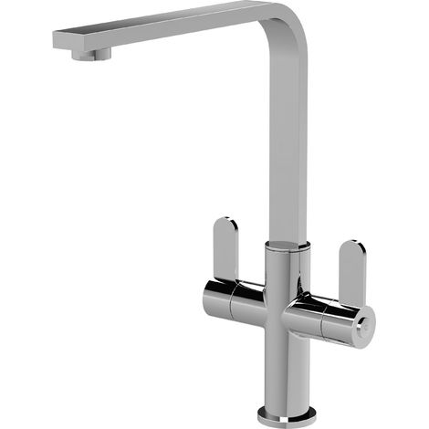 Kitchen Mono Mixer Tap with 2 Lever Handles, 302mm - Chrome (1/5)