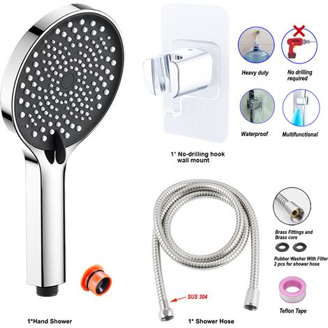 BARKBUSTERS BDD Pomme de douche douche à main pressurisée avec buse de rinçage kit de montage mural douche de rinçage 3 fonctions 3 vitesses douche de surpression pas d'ensemble de perforation (1/4)