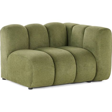 Lisa Design – Module d'assise droit en tissu texturé – 1 place – 114 cm largeur – Style contemporain – Vert – Fabrication européenne (1/5)