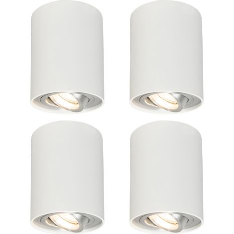 Set of 4 White Spotlights Adjustable and Tiltable - Rondoo Up