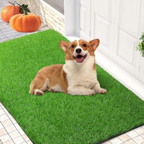 Gazon artificiel pour pelouse, tapis de gazon synthétique réaliste pour intérieur et extérieur pour animaux de compagnie, fausse pelouse avec trous de drainage 31 x 39in (1/4)