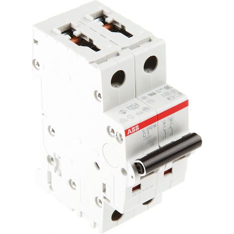 Disjoncteur ABB S200M 2P, 1A, pouvoir de coupure 10 kA, montage rail DIN ( Prix pour 1 )