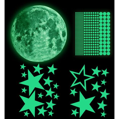 435 Pcs Lune et Etoiles phosphorescentes Stickers Muraux fluorescents Lumineux Autocollant Plafond pour Décoration de Chambre d'enfant bébé (1/5)